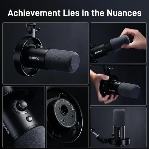 Miniatura 8 de MAONO Micrófono dinámico XLR USB para grabación de podcasts: para grabación vocal, creación de contenido, estudio en casa, voz en off, con 192