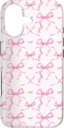 Miniatura 32 de Cintas y lazos estéticos rosas para iPhone 16 en estuche de acuarela
