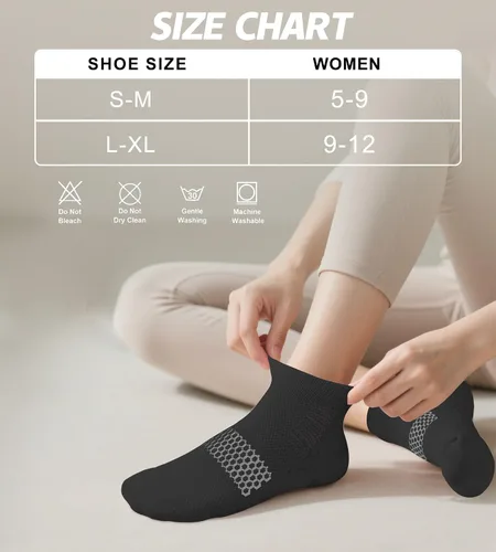 Miniatura 6 de Calcetines de compresión acolchados para mujer, 7 pares, calcetines de tobillo para correr con lengüeta en el talón, calcetines deportivos de corte