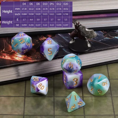 Miniatura 3 de CiaraQ DND Juego de Dados Poliédricos con Bolsa de Dados para Dungeons and Dragons RPG MTG Juegos de Mesa de Rol