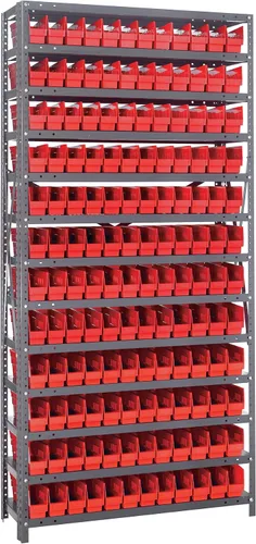Miniatura 540 de Quantum QSBU-245BK Heavy Duty Shelving Unit with (7) Shelves and (24) QUS245 Black Bins for Garage Warehouse Storage Distribution 400 lb Load