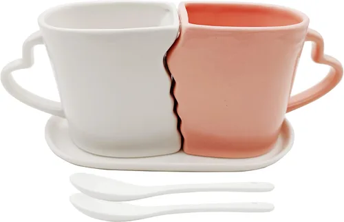 Miniatura 9 de Juego de tazas grandes para besos, 16 onzas, dos tazas de café con platillo, regalos de amor para aniversario, boda, San Valentín, cumpleaños