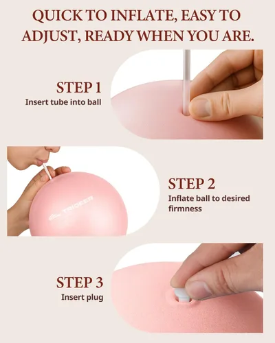 Miniatura 7 de Trideer Pelota de pilates de 9 pulgadas, pelota de ejercicio pequeña para yoga, entrenamiento de núcleo, terapia física, equilibrio, estabilidad