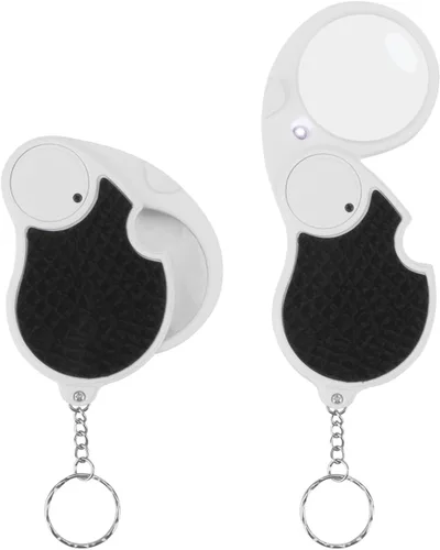 Rongon Mini lupa de bolsillo con luz, 5 llaveros para joyeros, lupa antideslizante de mano para leer monedas, pasatiempos, viajes, 1.693 in de