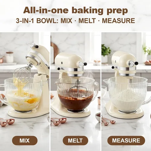 Miniatura 4 de KitchenAid - Tazón mezclador de vidrio para batidoras de pie inclinable de 4.5 y 5 cuartos de galón, tazón de mezcla de 5 cuartos de galón