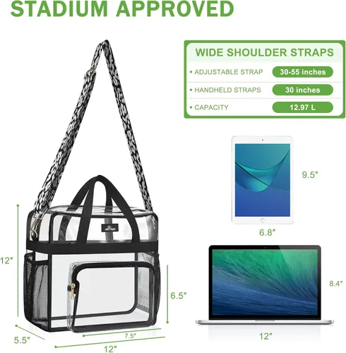 Miniatura 39 de MAY TREE Bolsa transparente para eventos en estadios de 12 x 6 x 12 pulgadas, bolsa de almuerzo transparente con correas reforzadas para trabajo