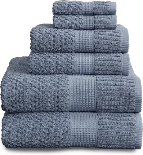 Miniatura 37 de NY Loft Juego de 4 toallas de baño 100% algodón, supersuaves y absorbentes, de secado rápido, 30 x 52 pulgadas, algodón texturizado y duradero