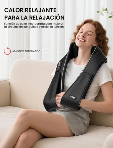 Miniatura 5 de Shiatsu Masajeador de cuello y espalda con calor, masajeador de hombros de tejido profundo con cable para aliviar el dolor, nodos de amasamiento 3D