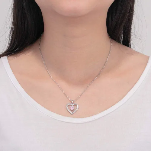 Miniatura 7 de Collares con colgante de corazón de amor para mujer, hechos con piedra natal de imitación, joyería de compromiso personalizada para ella