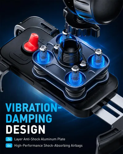 Miniatura 3 de Hiboy Soporte de teléfono para motocicleta, amortiguador de vibraciones mejorado, soporte giratorio de 360°, clip de teléfono para manillar