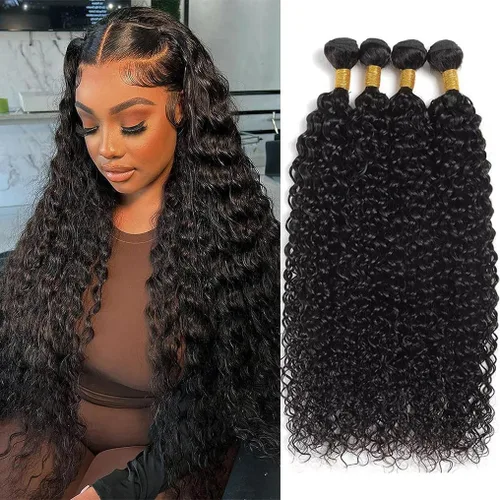 Miniatura 15 de Paquetes de cabello humano onda de agua 4 paquetes 10 12 14 16 pulgadas 10A brasileño virgen rizado profundo paquetes 100% sin procesar mojado
