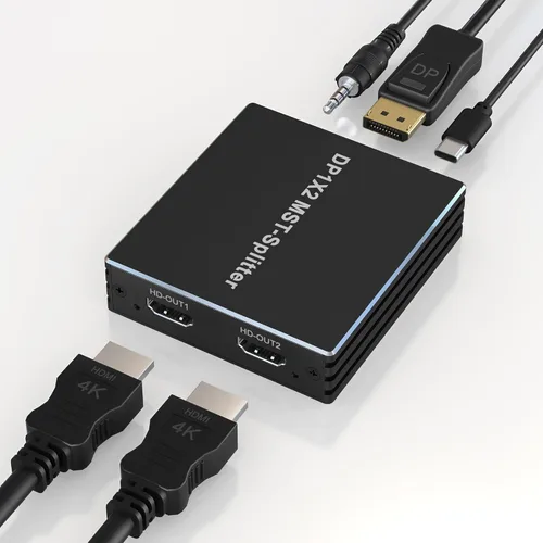 Adaptador DisplayPort a HDMI dual DP a HDMI Splitter para monitores duales - 4K @60Hz DisplayPort a HDMI Splitter Pantalla extendida MST 1 en 2