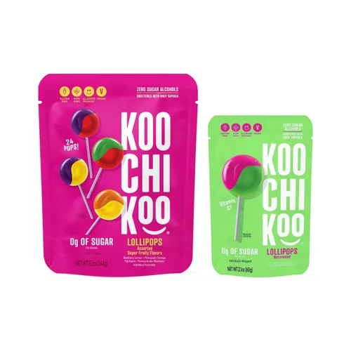 Miniatura 7 de Koochikoo Variety, 1 bolsa de piruletas orgánicas sin azúcar Koochikoo, 24 unidades, 1 bolsa de gotas orgánicas sin azúcar, lima limón, 16