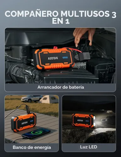 Miniatura 3 de AstroAI S8 Ultra 4000A arrancador de coche, caja de salto hasta todos los motores de gasolina y diésel de 12L, banco de energía portátil de 12 V