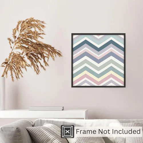 Miniatura 5 de Ethan Taylor Abstract Wall Art Prints Unframed Square Posters 'Retro 70s Hippie Chevron Pattern II' Retro Home Décor for Living Room, Bedroom