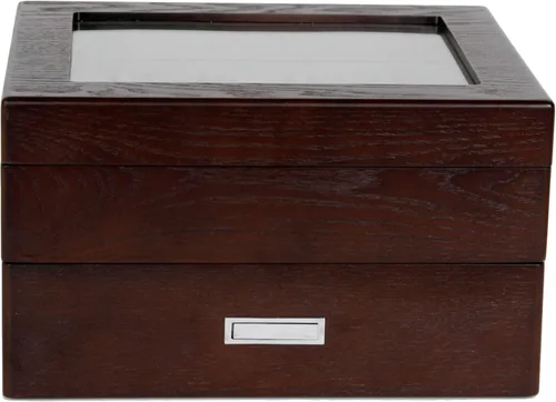 Miniatura 2 de Tech Swiss Caja de reloj para 20 compartimentos grandes de madera maciza de grano expreso marrón
