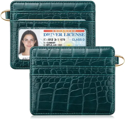 Miniatura 9 de Bolsillo frontal minimalista delgado con bloqueo RFID para tarjetas de crédito, cartera pequeña, bonita funda para tarjetas para mujeres, beige