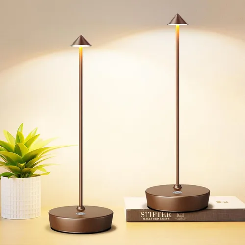 Miniatura 8 de Juego de 2 lámparas de mesa recargables inalámbricas, lámpara de escritorio LED de 6000 mAh con batería, control táctil, atenuación de 3