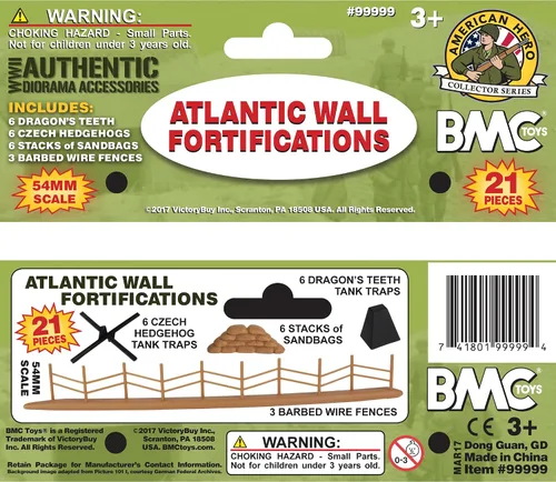 Miniatura 4 de BMC WW2 Atlantic Wall Fortifications - 21pc plástico ejército hombres accesorios