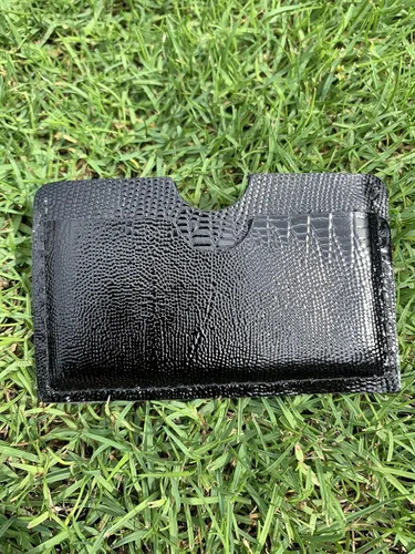 Miniatura 7 de Tarjetero de cuero real para tarjetas de crédito, hecho a mano, 100% piel de vaca auténtica, diseño de reptil en relieve, cocodrilo de lagarto