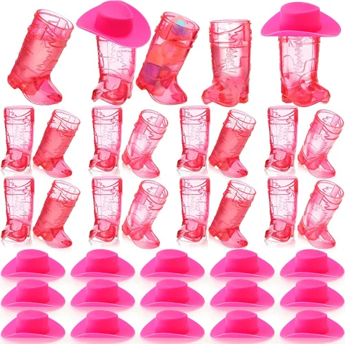 Miniatura 8 de Sieral 32 Piezas Vasos Mini Bota de Vaquero de Plástico Suministros para Fiestas de Vaquera Tazas de Plástico Occidentales para Decoraciones