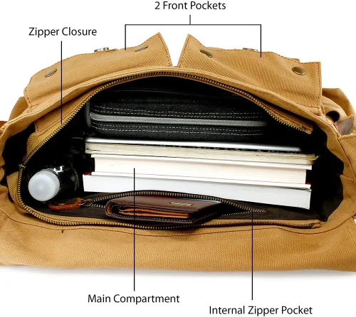 Miniatura 4 de Bolsa de mensajero para portátil vintage, de lona, de cuero, bandolera, bolso de hombro para computadora, viaje, oficina, bolso de mensajero