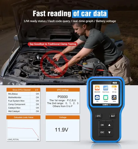 Miniatura 3 de Escáner OBD2 con batería de actualización y probador - Herramienta de diagnóstico para autos que comprueban la luz del motor y la preparación