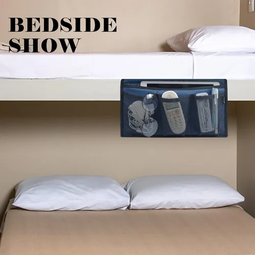 Miniatura 6 de Gloppie Organizador de mesita de noche, organizador de bolsillos laterales para mesita de noche, organizador de almacenamiento con bolsillo