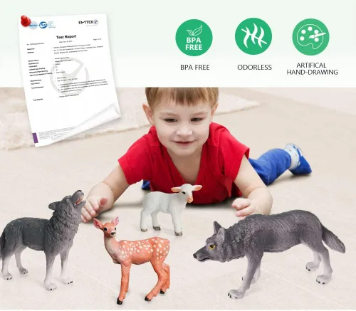 Miniatura 2 de Volnau Juguetes de lobo figuras de animales, 7 piezas, paquete de figuras de zoológico para niños pequeños, decoración de Navidad, regalo preescolar