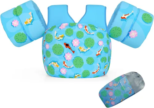Miniatura 14 de DOOHALO Flotadores de natación para niños de 28 a 70 libras, chaleco flotante de hombro para niños de 2 a 8 años de edad, para niños y niñas, bebés