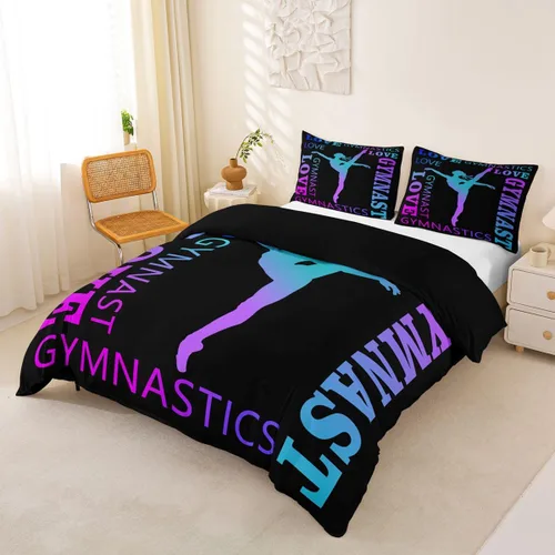 Miniatura 8 de Feelyou Love Gymnastics - Juego de ropa de cama de gimnasia para niñas y niños, ejercicios de suelo, ballet, funda de edredón decorativa de Multi 902