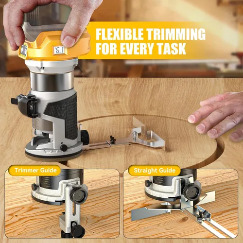 Miniatura 7 de MtiolHig Enrutador compacto inalámbrico compatible con batería DeWalt de 20 V (solo herramienta), herramienta de enrutador de 6 velocidades