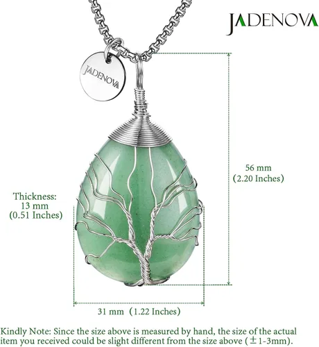 Miniatura 4 de JADENOVA Collar de cristal curativo para mujer, colgante de árbol de la familia, con alambre envuelto en alambre y colgante de lágrima curativa