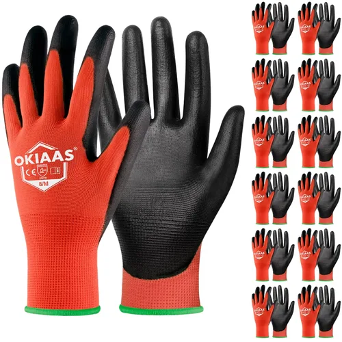 Miniatura 30 de OKIAAS Guantes de trabajo para hombre, guantes ultra delgados y ligeros con agarre, juego de 12 pares de guantes de construcción con revestimiento