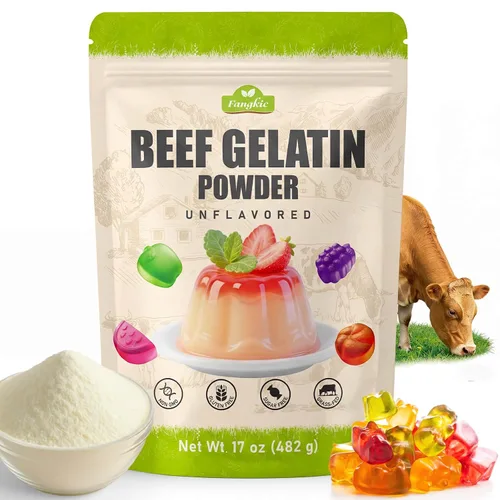 Miniatura 9 de Polvo de gelatina de res sin sabor, 7 oz/198 g de gelatina alimentada con pasto, agente espesante premium, sin gluten ni azúcar, para gomitas