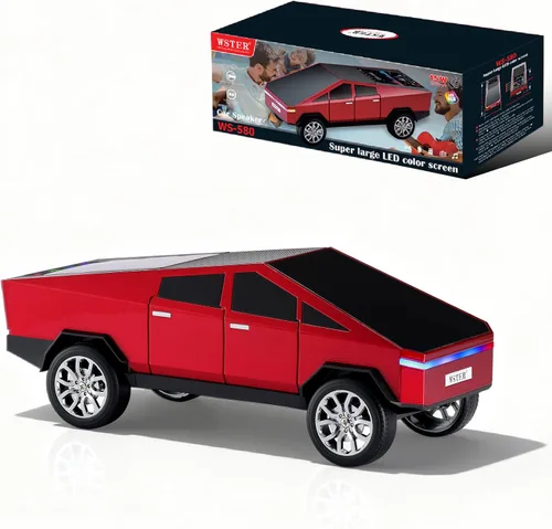 Miniatura 12 de Altavoz de reproducción Bluetooth futurista con pantalla LED, audio portátil de estilo futuro con enlace TWS, radio FM, iluminación LED y micrófono