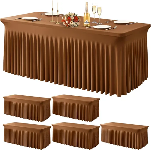 Miniatura 12 de Wish Care Paquete de 2 manteles de elastano elástico azul bebé para mesas rectangulares de 4 pies, manteles ajustables sin arrugas de 4 pies