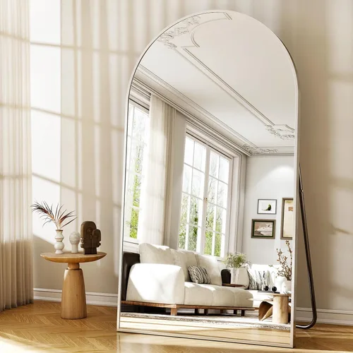 Miniatura 6 de Easly Espejo de Cuerpo Completo de Gran Tamaño, 76" x 34" Espejo Arqueado de Cuerpo Completo, Marco de Metal Negro, Espejo de Piso para Dormitorio