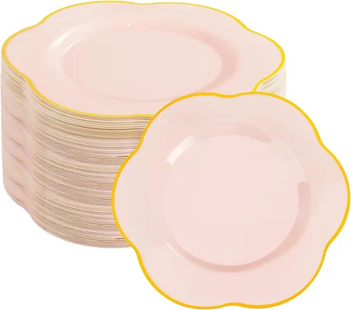 Miniatura 26 de Liacere 100 piezas de platos cuadrados de plástico blanco - 50 piezas de platos de cena resistentes de 9.5 pulgadas y 50 piezas de platos de postre