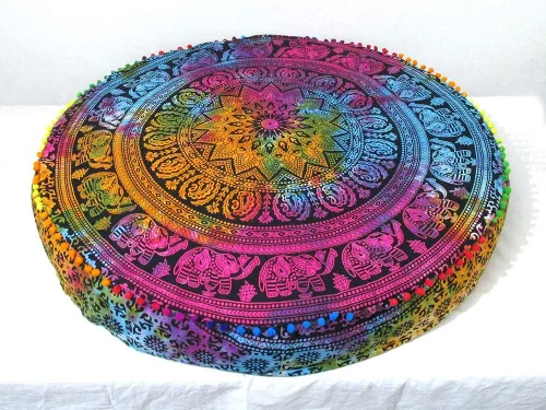 Miniatura 77 de CRAFT KALA Funda de cojín con diseño de mandala, funda de cojín para asiento, hippie, decorativo, bohemio, otomano, de algodón, indio, para sala