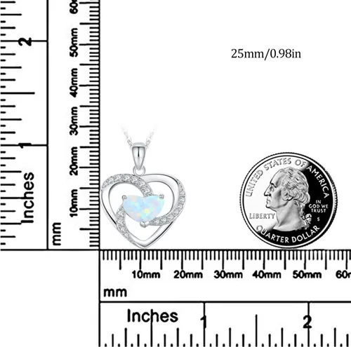 Miniatura 5 de Cuoka Collar con dije de corazón y estrella de luna y estrella con forma de corazón y ópalo con texto en inglés "I Love Y ou to The Moon and Back