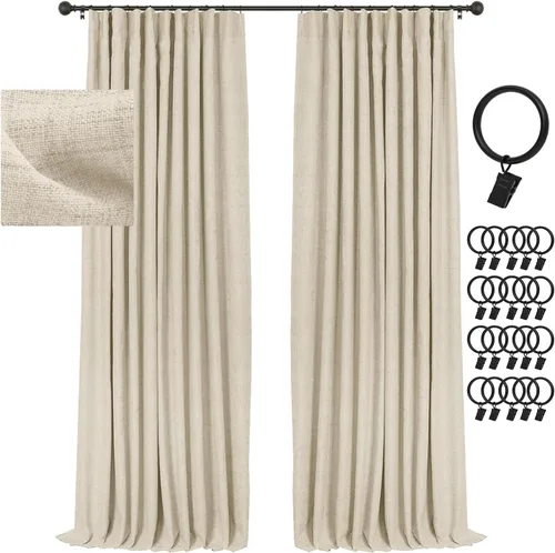 Miniatura 23 de INOVADAY Cortinas térmicas para puerta corredera 100% opacas para dormitorio, cortinas de puerta corrediza de vidrio extra anchas para patio, lino