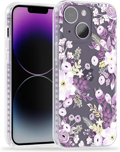 Miniatura 51 de SCORPIFY Funda para iPhone 13 con diseño floral de Nemophila azul, bonita funda transparente para teléfono con flores para mujeres y niñas