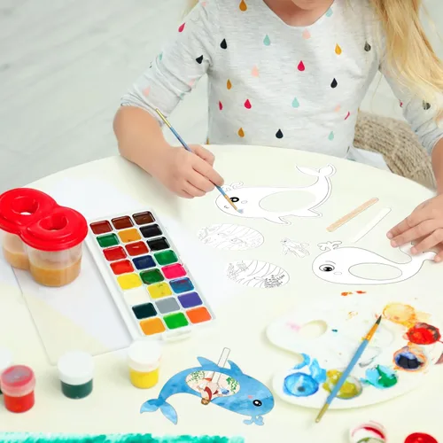 Miniatura 4 de Liliful Kit de manualidades para colorear tu propio Jonás y la ballena de 24 piezas para niños, escuela dominical, religioso, cristiano