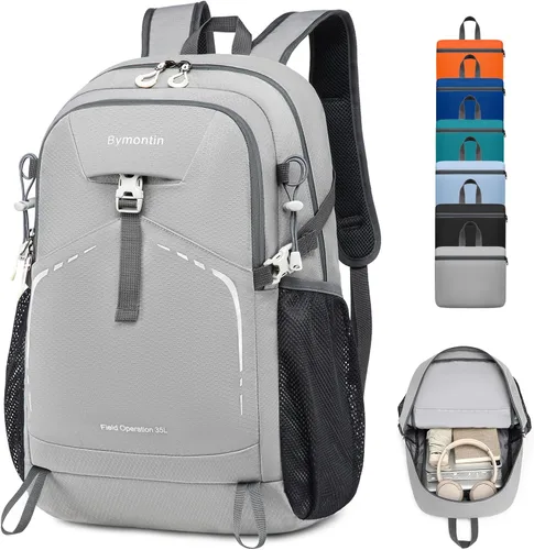 Miniatura 11 de Mochila plegable ligera de 35 litros - Mochila plegable duradera para viajes, senderismo y gimnasio (negro)