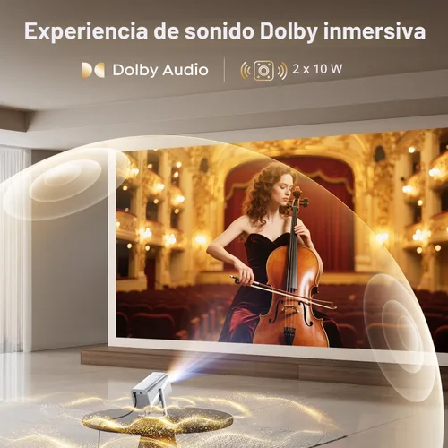 Miniatura 6 de Soporte 4K, enfoque automático, soporte ajustable de 360°: proyector inteligente 4K con WiFi 6 y Bluetooth5.2, mini proyector portátil nativo 1080P