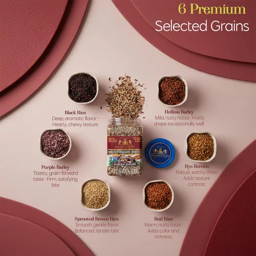 Miniatura 3 de Golden Crown - Mezcla multigrano 6 en 1 con arroz negro, arroz integral rojo y germinado, cebada morada, calidad premium y libre de OGM, perfecta