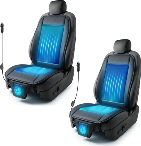 Miniatura 10 de ZONETECH Cojín de enfriamiento para asiento de auto 12V negro, temperatura ajustable, cómodo cubreasiento de auto