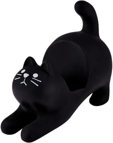 Soporte para teléfono inteligente con diseño de gato negro para escritorio, lindo soporte de teléfono kawaii para libros, adornos de escritorio,