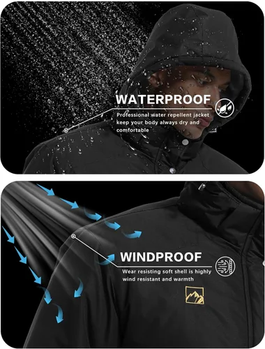 Miniatura 5 de WENRONSTA Chaqueta de esquí para hombre, abrigo de invierno, cálido, impermeable, rompevientos, montaña, snowboard, con capucha, senderismo, traval